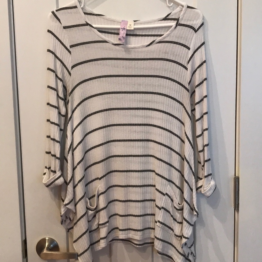 Black/White Striped Top